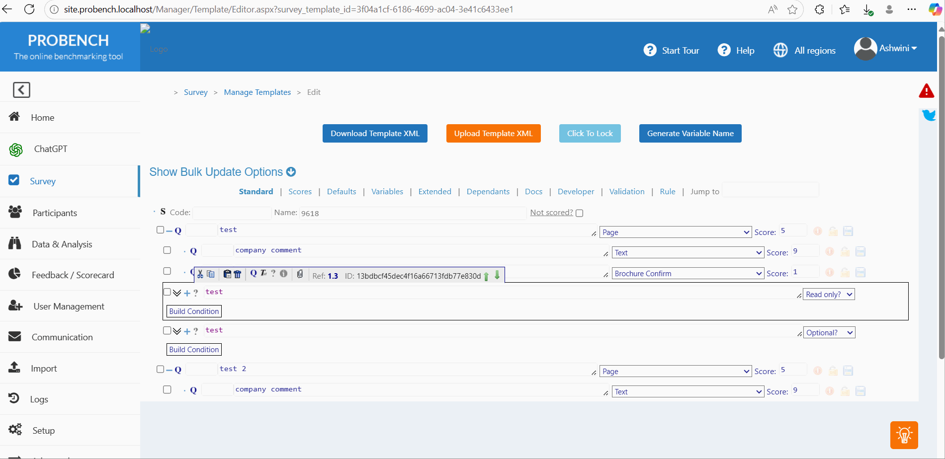 Template Score Updater Demo
